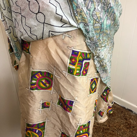 Silk Wrap Skirt Reversible Hippie Sz M - Picture 6 of 11